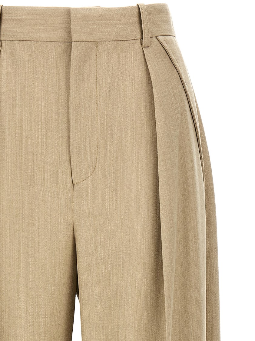 Victoria Beckham High-waisted Wool Pants With Maxi Turn-up In Neutral