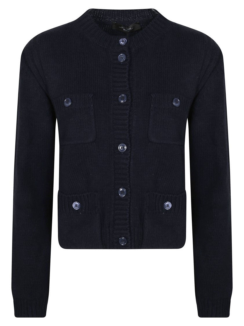 Max Mara Ribbed Cardigan With Button-up Front And Classic Silhouette In Black