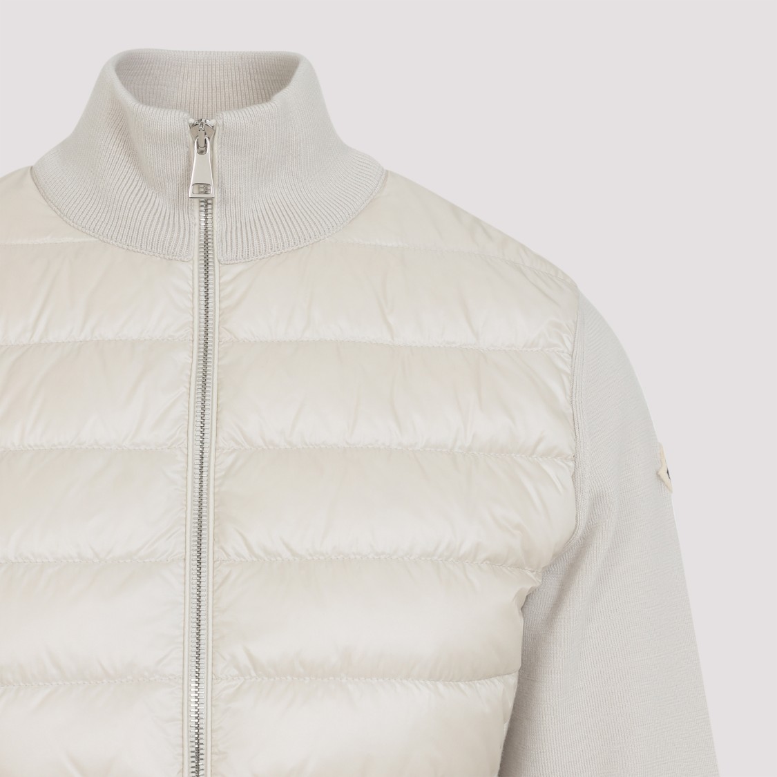 Moncler Quilted Tech Fabric Cardigan Pockets In Neutral
