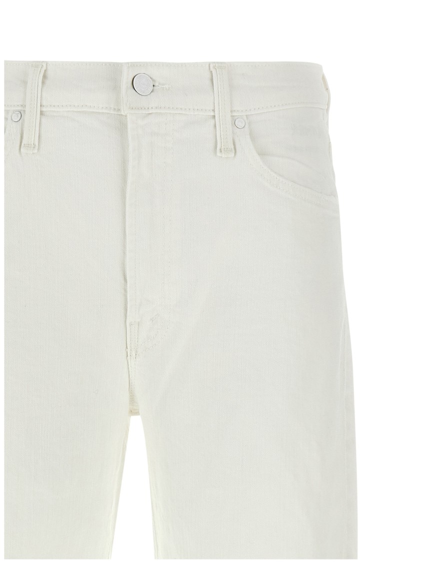 Mother 'the Dodger Sneak' White Five Pocket Jeans In White