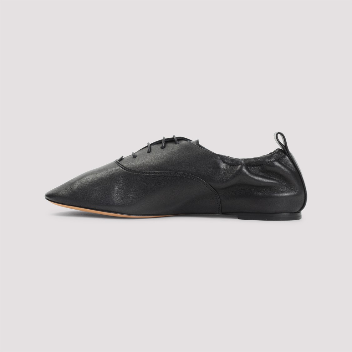 Lanvin Pointed-toe Leather Flats With Gathered Elastic Collar In Multi