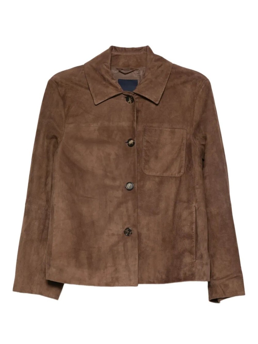 Max Mara Tailored Brown Lambskin Leather Jacket In Brown