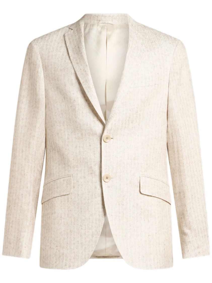 Etro Patterned Blazer With Pockets And Lapel In Neutral