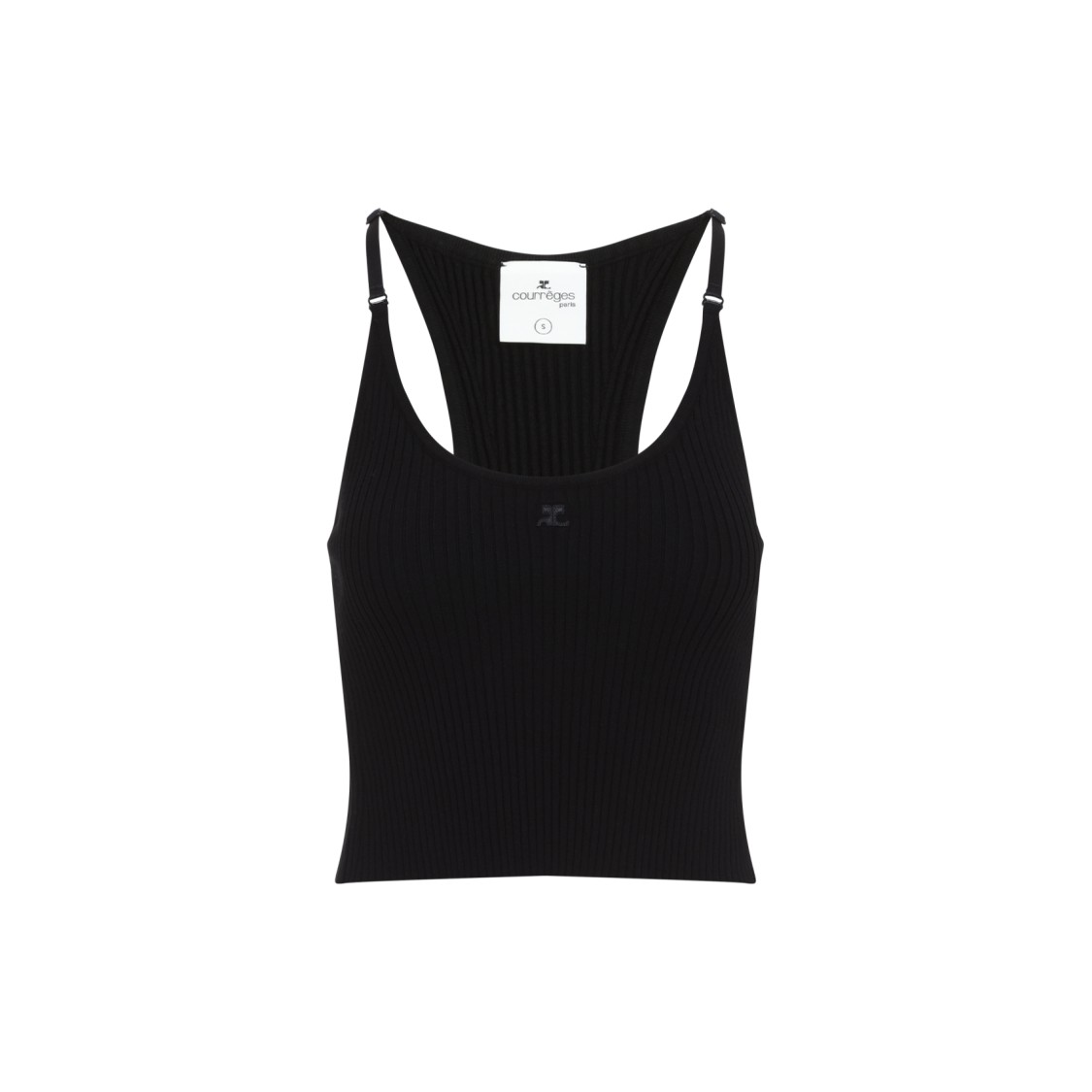 Shop Courrèges Scuba Rib Knit Black Viscose Tank Top