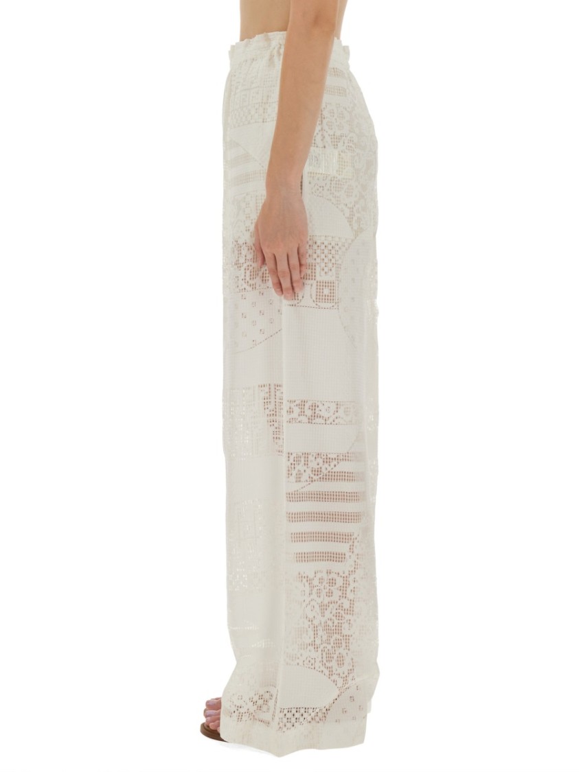 Fendi White Viscose Silk Trousers In White