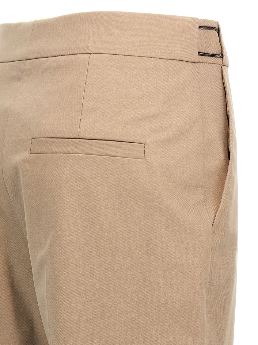 Brunello Cucinelli Cotton Trousers With Pockets And Belt Loops In Nude