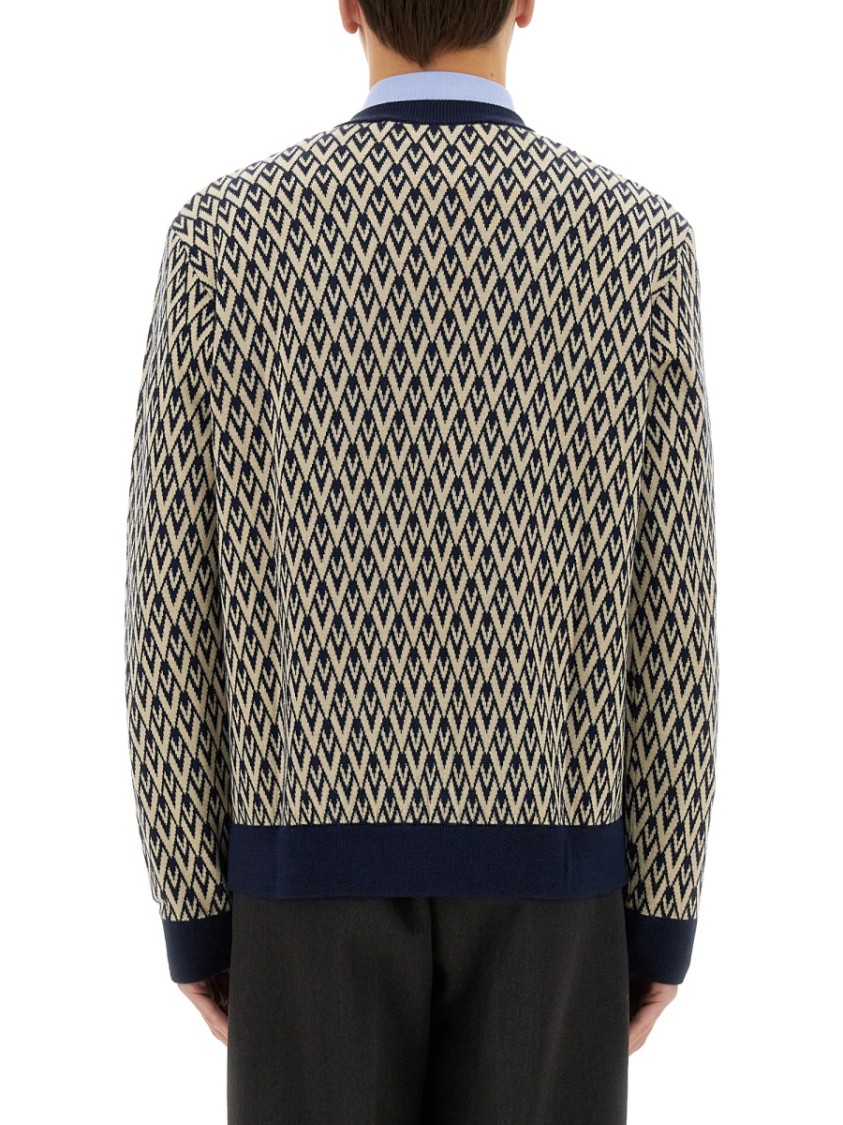 Valentino Wool Jumper With Toute La V Jacquard Pattern