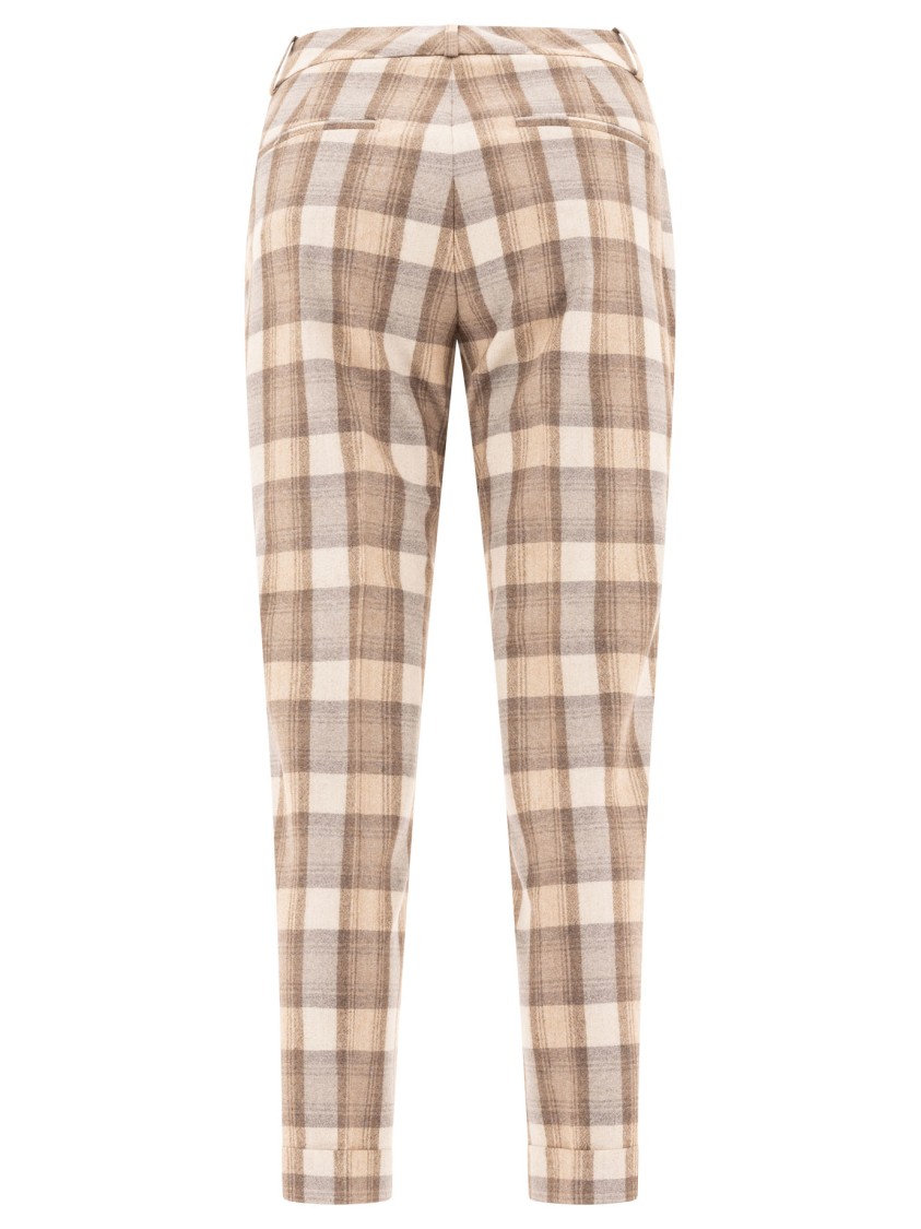 Peserico Check Wool Trousers In Multi