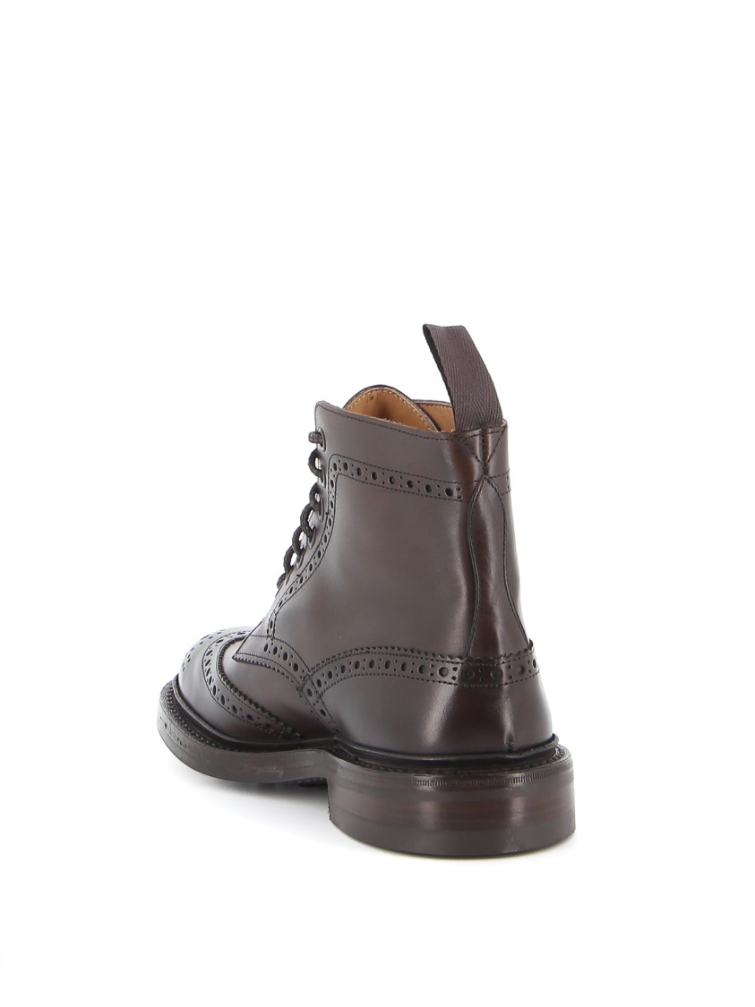 Shop Tricker's Brown Leather Ankle Boot With Brogue Detailing In Grey