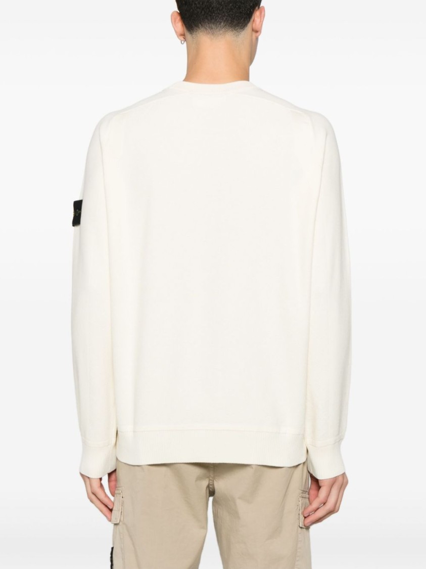 Stone Island Buttoned-patch Knitted Sweater In Neutrals