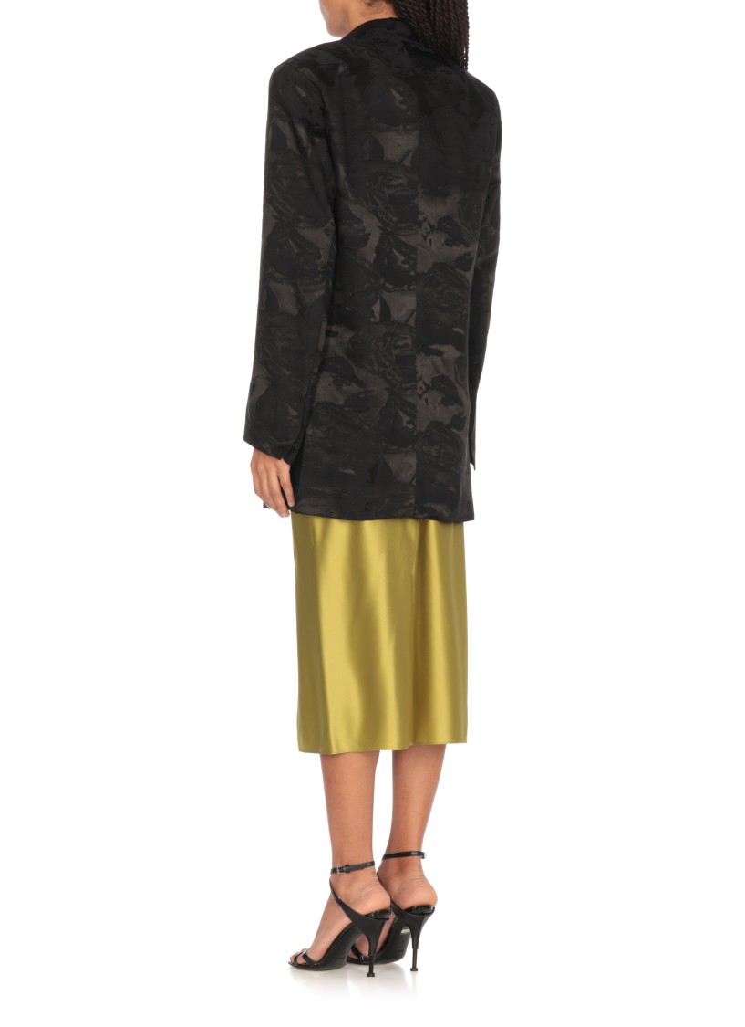 Dries Van Noten Basti Floral Jacquard Oversize Satin Blazer