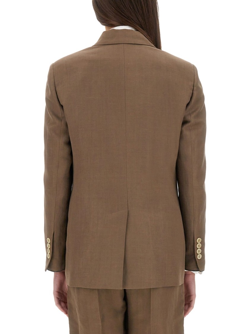 Brunello Cucinelli Brown Double-breasted Jacket With Peak Lapels In Brown