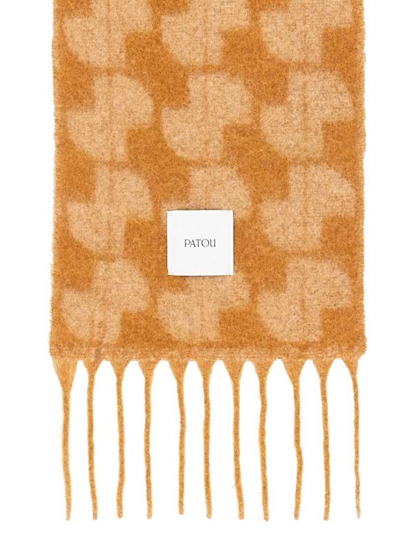 Patou Jp Monogram Wool-blend Scarf In Orange