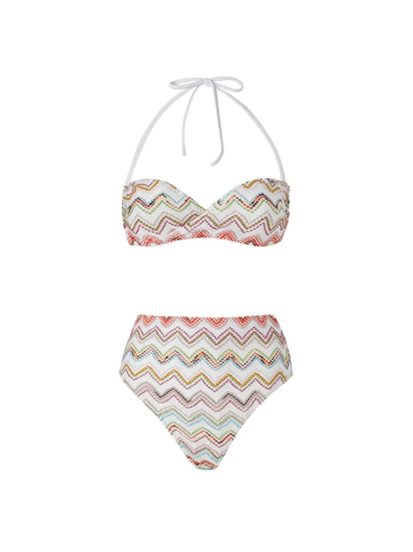 Missoni Nylon Stretch Zig Zag Lamé Bikini In Multicolor
