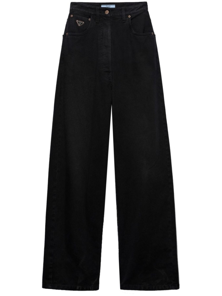 PRADA PRADA HIGH-WAISTED WIDE-LEG JEANS WITH DESIGN
