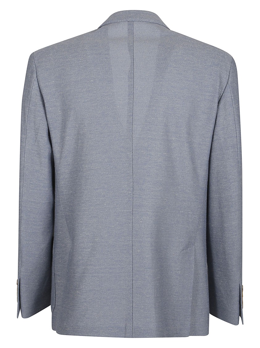 Eleventy Tailored Blue Cotton Jacket With Notch Lapel In Grey