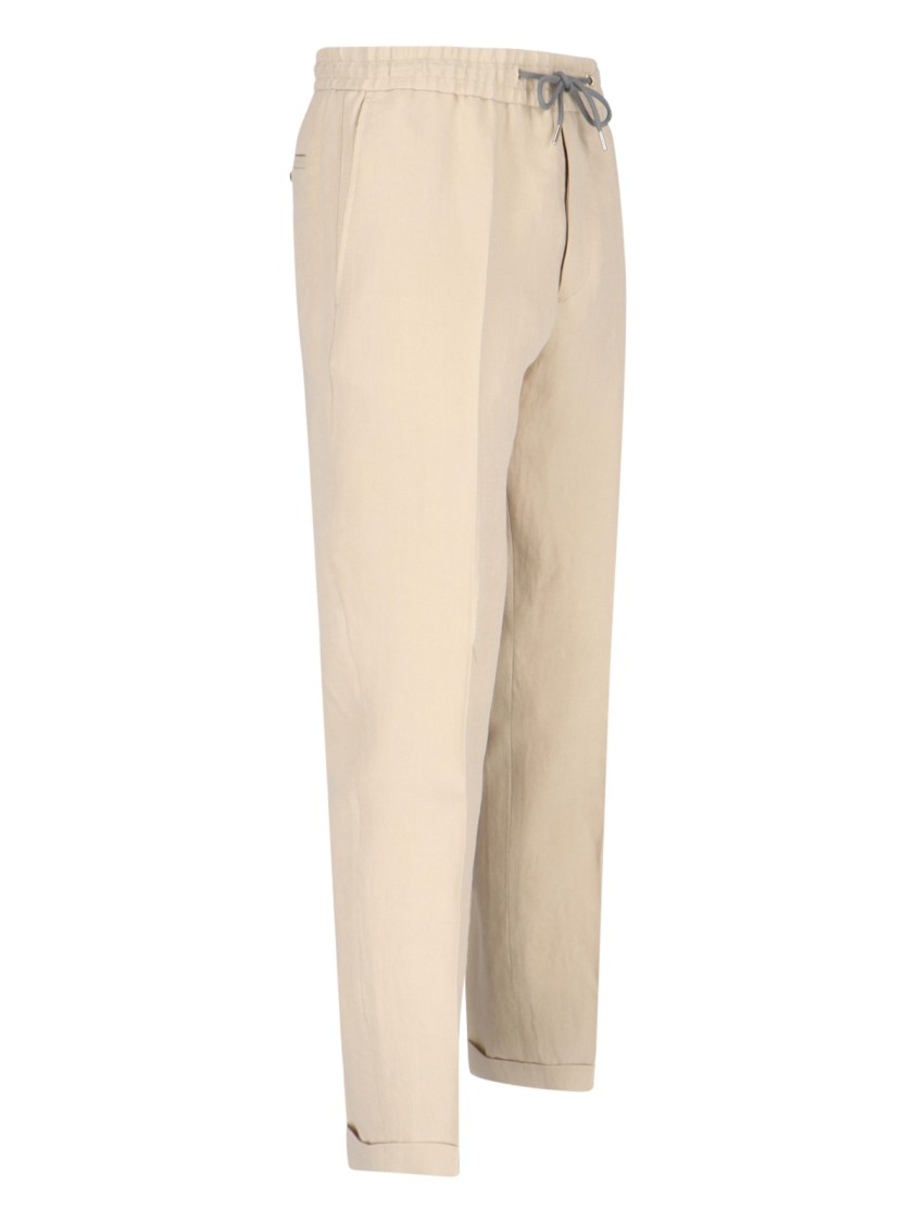 Paul Smith Straight Trousers With Elastic Waistband And Cuffed Hem