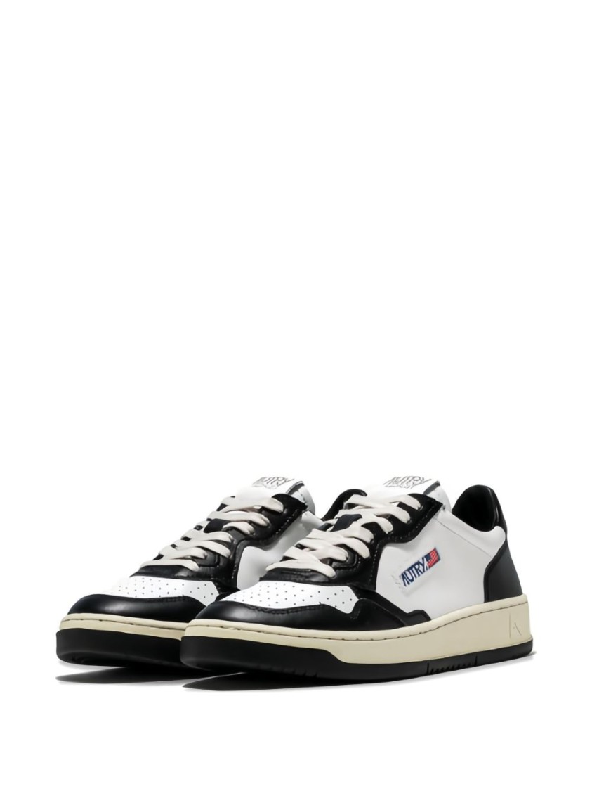 Autry Low-top Sneakers With Textured And Smooth Leather Design In White