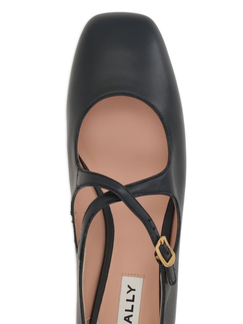 Bally Leather Cut-out Ballerinas Flat Sole In Black