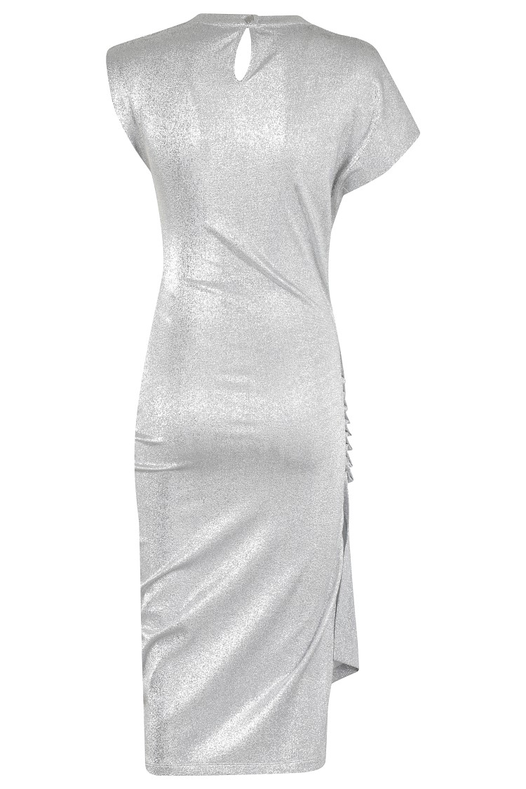 Rabanne Asymmetric Ruched Stretch-lurex Dress In White
