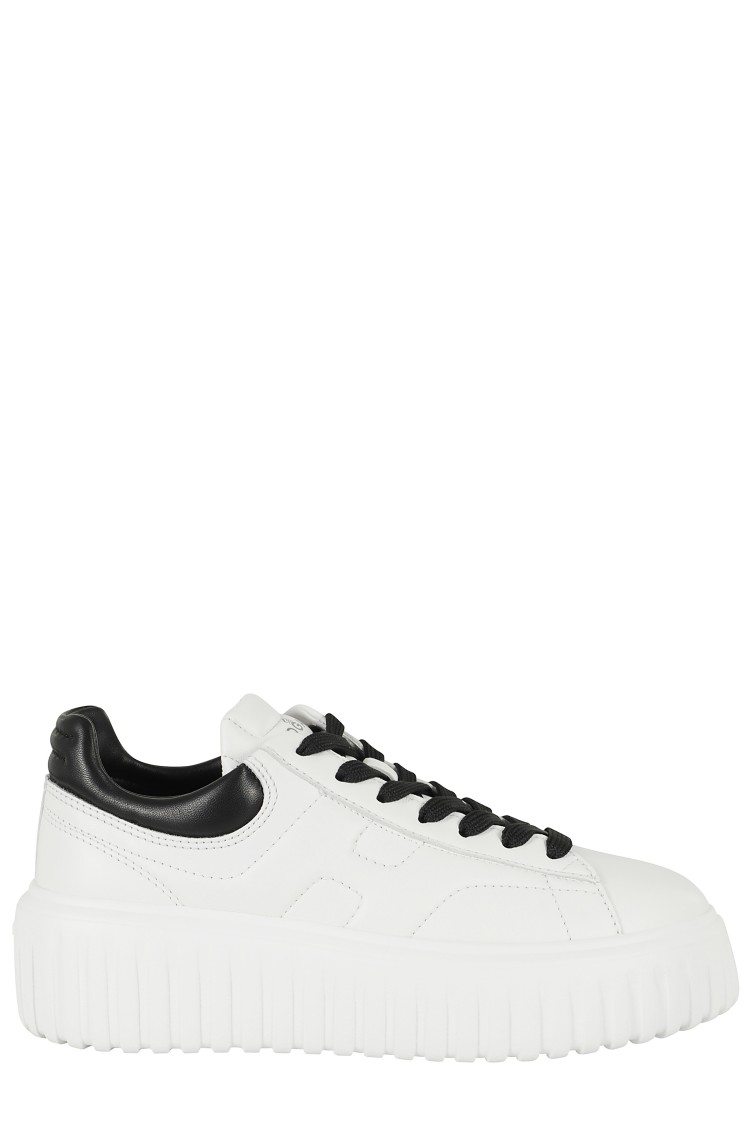 Shop Hogan H Stripes Lace-up Sneakers In White