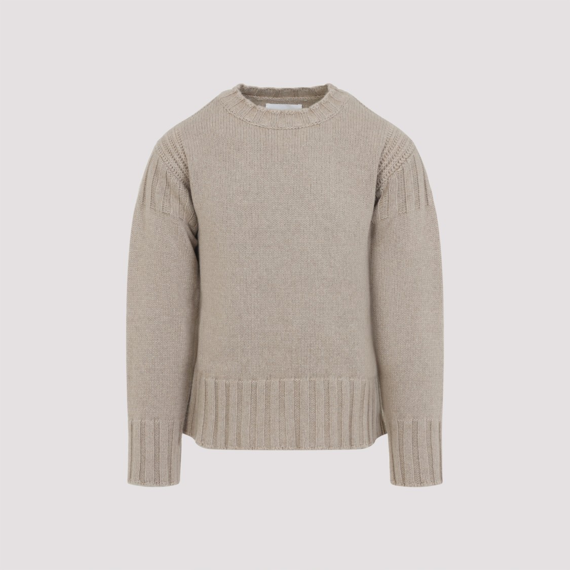 Jil Sander Sand Stone Cashmere Long Sleeves Cn Sweater In Brown