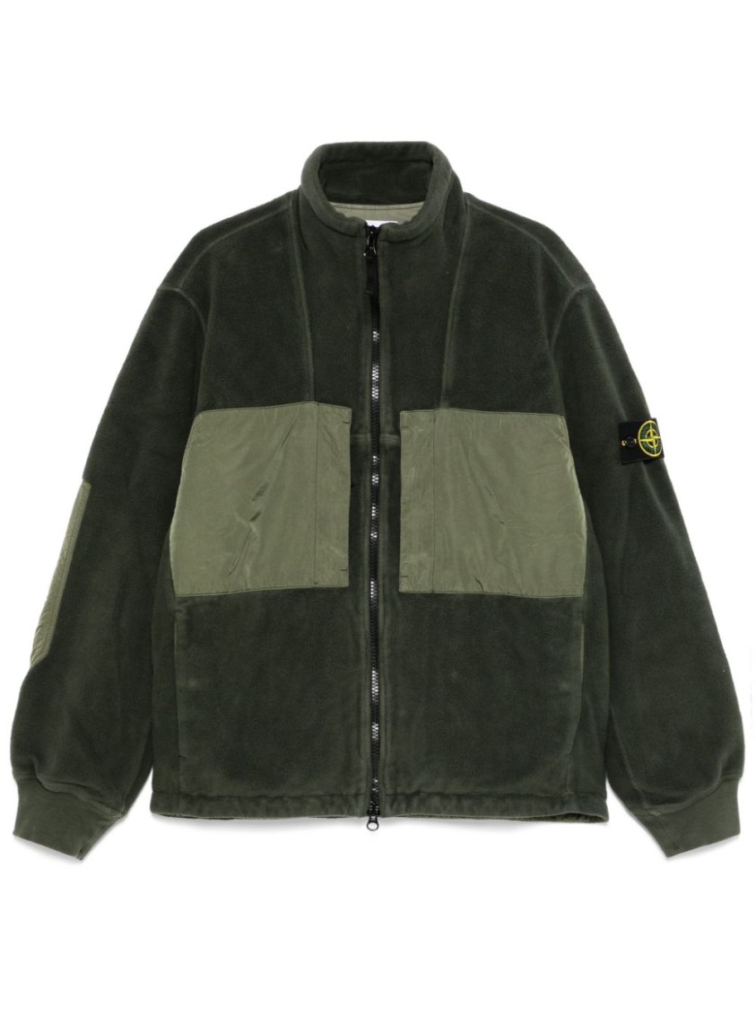 Stone Island Fleece Jacket In Green
