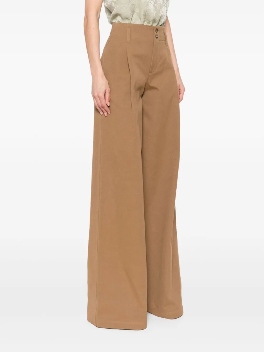 Chloé High-waisted Wide-leg Pants With Tailored Detailing In Brown