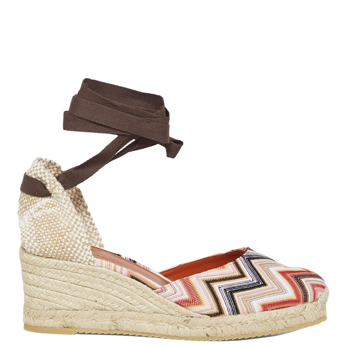 Shop Missoni Espadrilles With Zig Zag Pattern And High Wedge Design