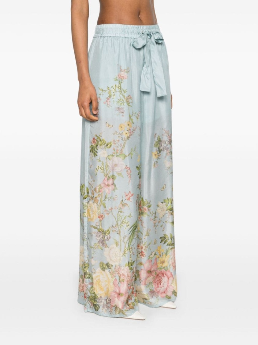 Shop Zimmermann Light Blue Wide-leg Pants