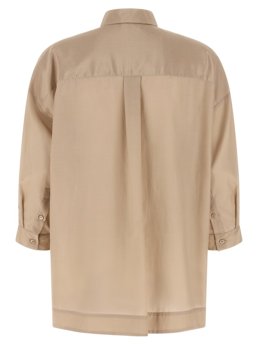 Peserico Asymmetric Hem Shirt Shirt And Blouse Beige In Brown