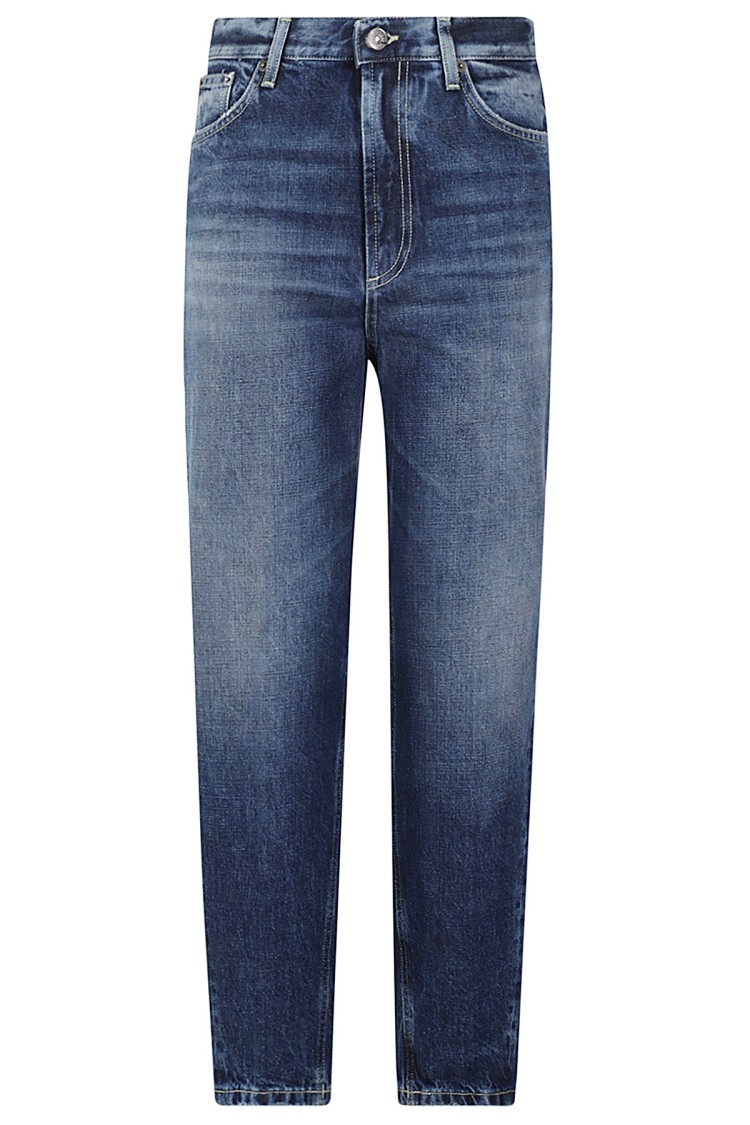 Dondup High-waisted Loose Fit Bessie Pants In Blue