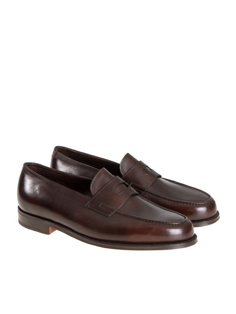 John Lobb Hand-sealed Brown Calf Leather College Loafer In Black