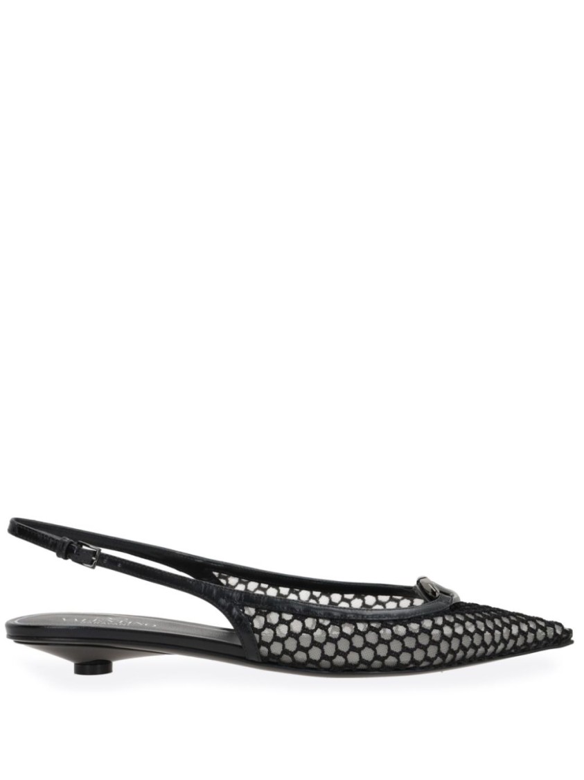 Valentino Garavani Pointed Slingback Ballet Flats In Black