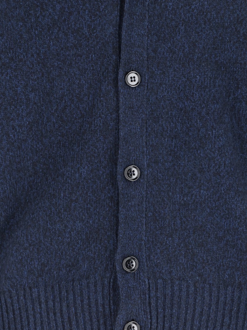 Ami Alexandre Mattiussi Ami Classic Blue Cashmere V-neck Cardigan In Blue