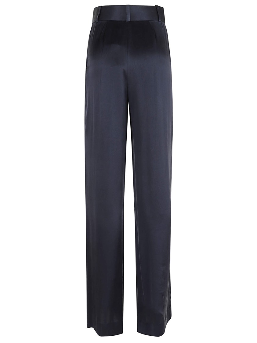Zimmermann High Waist Silk Wide Leg Trousers In Blue