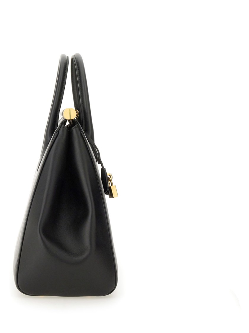 Dolce & Gabbana Structured Leather Shoulder Bag Padlock In Black