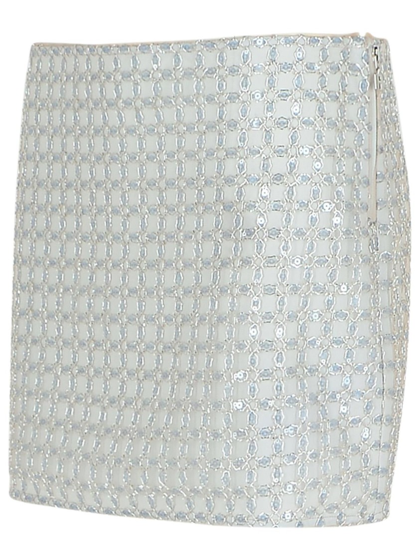 Rotate Birger Christensen Rotate Beaded' Beige Polyester Miniskirt In Neutrals