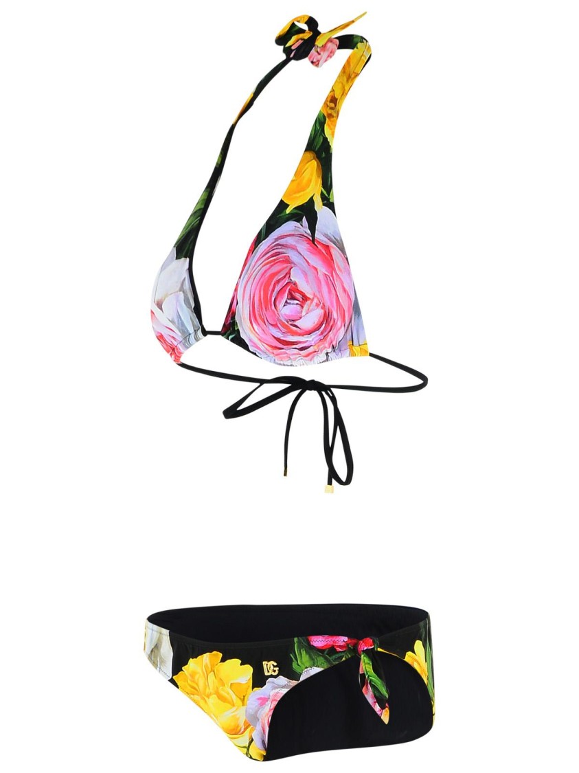 Dolce & Gabbana Peonie Pink Polyamide Blend Bikini In Multicolor