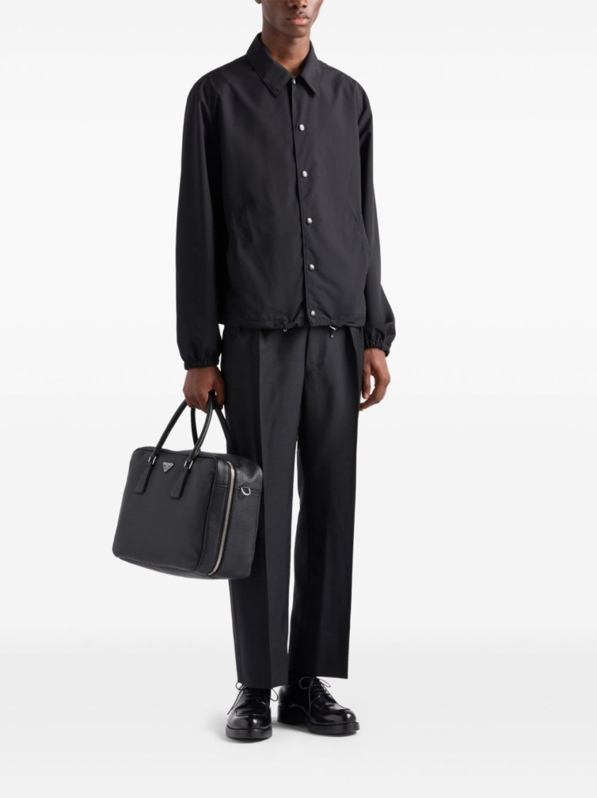 Prada Relaxed-fit Black Coat With Classic Button-up Design In Black