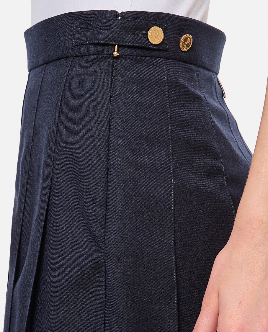 Thom Browne Pleated Wool Skirt In Blue