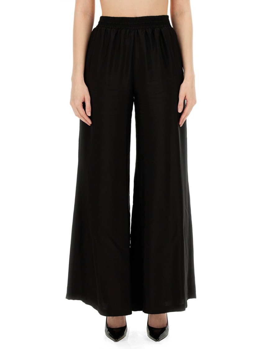 Fabiana Filippi Black Wide Leg Pants With Relaxed Fit And Elastic Waistband In Black