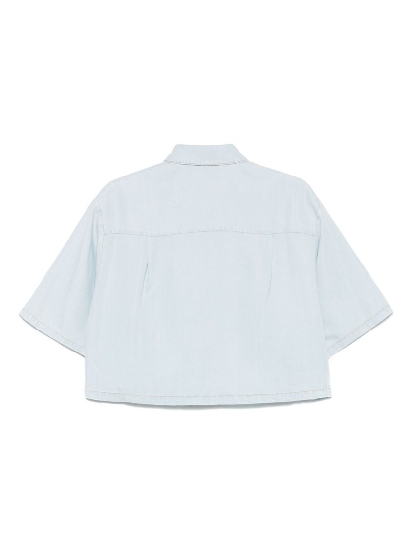 Shop Semicouture Semi Couture Cropped Lyocell Shirt With Classic Collar