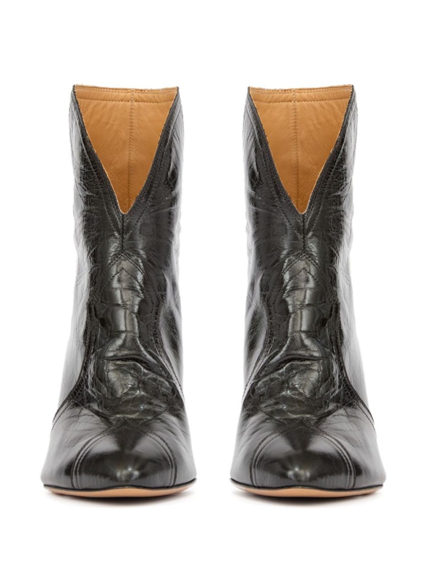 Isabel Marant Pointed Toe Black Ankle Boots In Black