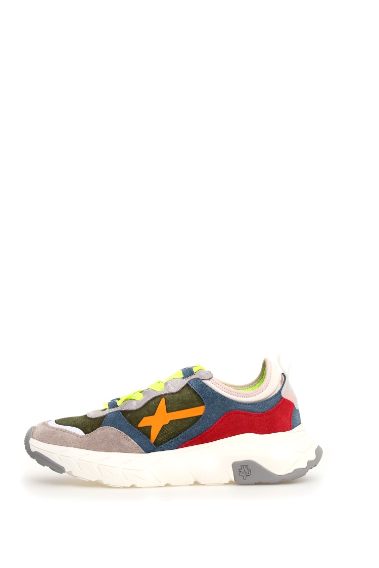 W6yz Multicolor Elevated Rubber Sole Sneakers With Suede In Multicolor