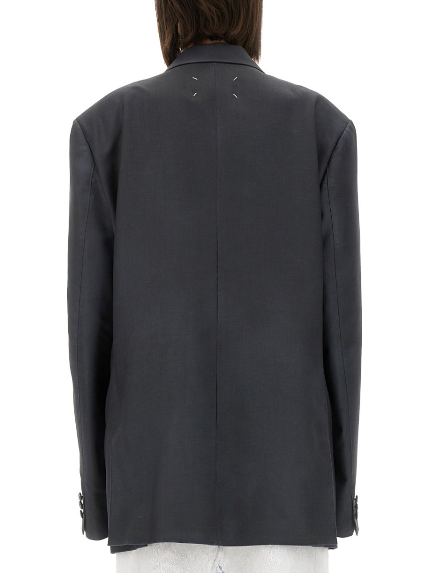 Maison Margiela Oversized Mohair Wool Blazer In Grey