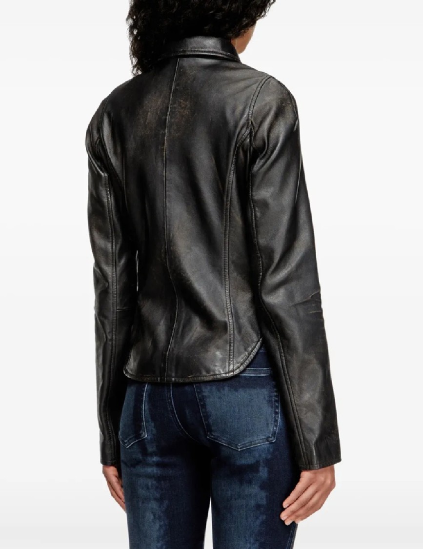 Diesel Collared Fitted Jacket Front Pockets In Black