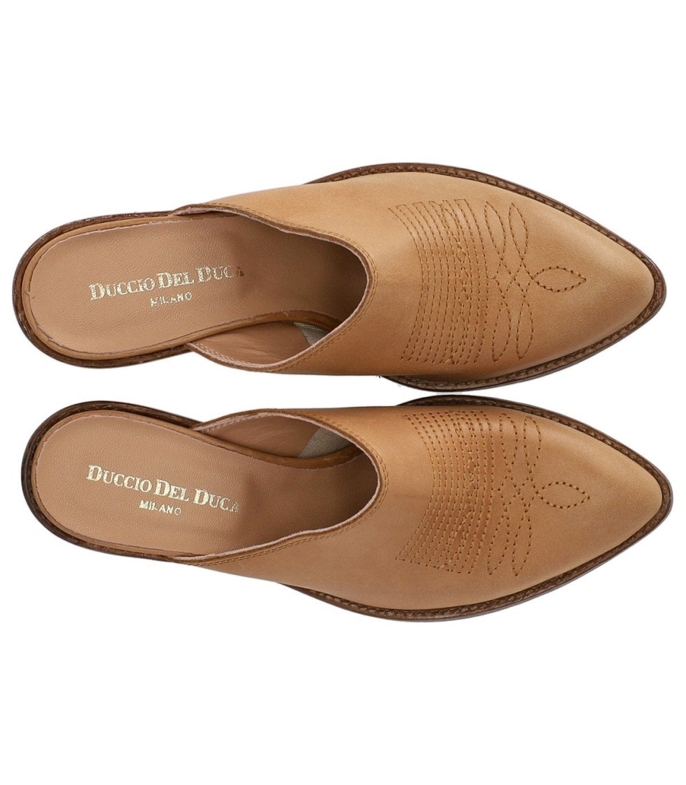 Duccio Del Duca Maverik Western Tan Mule In Brown