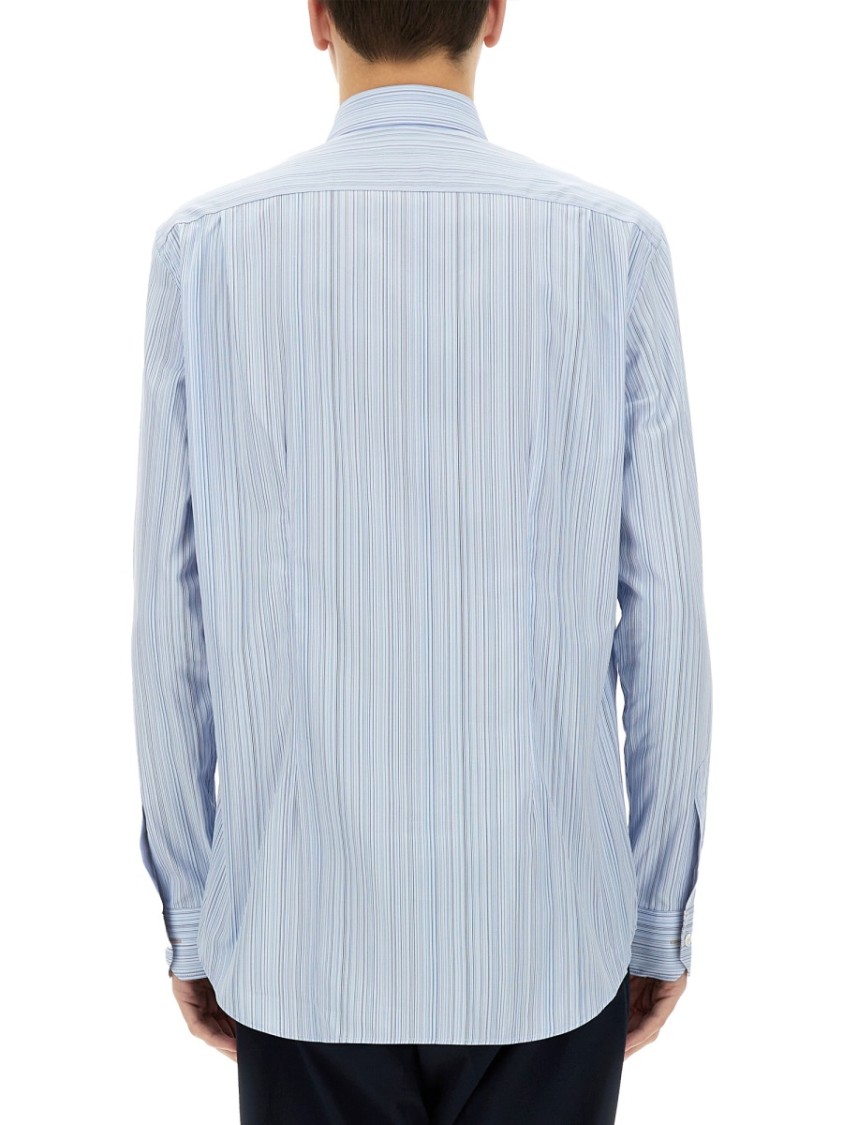 Shop Paul Smith Vertical Stripe Cotton Shirt In Blue