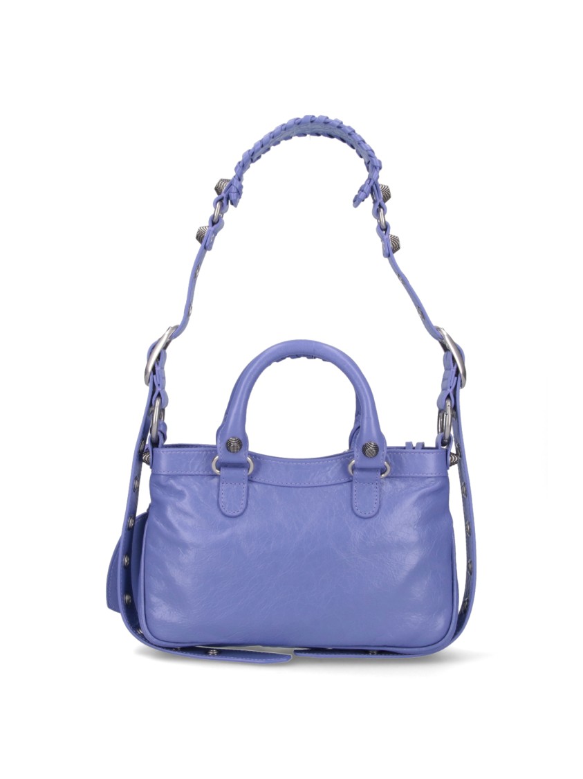 Balenciaga Green Leather Shoulder Handbag With Magnetic Closure And Metal Details